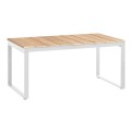 Poseidon Megapap garden table metal - solid wood in white - natural color 150x82x75cm.