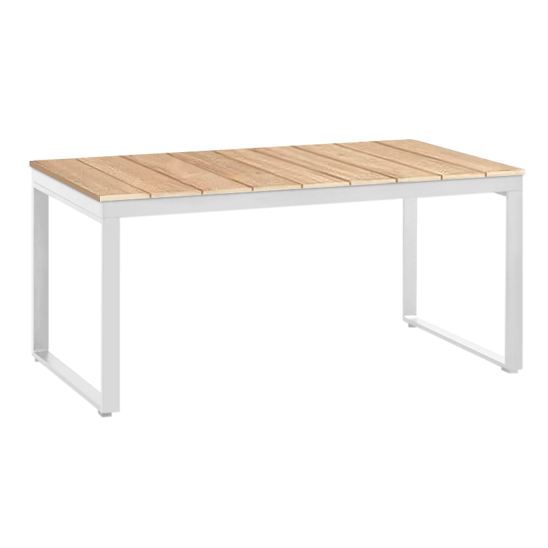 Poseidon Megapap garden table metal - solid wood in white - natural color 150x82x75cm.