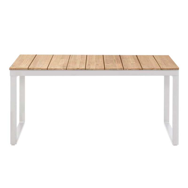 Poseidon Megapap garden table metal - solid wood in white - natural color 150x82x75cm.