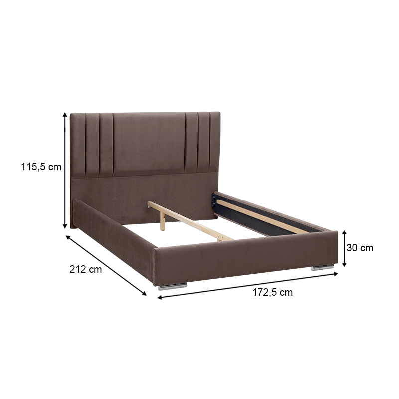 Figaro Megapap fabric bed in brown color 160x200cm.