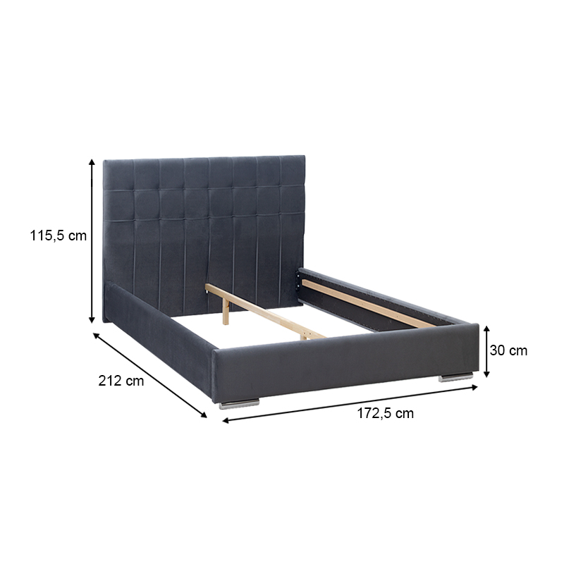 Fabrizio Megapap fabric bed in grey color 160x200cm.