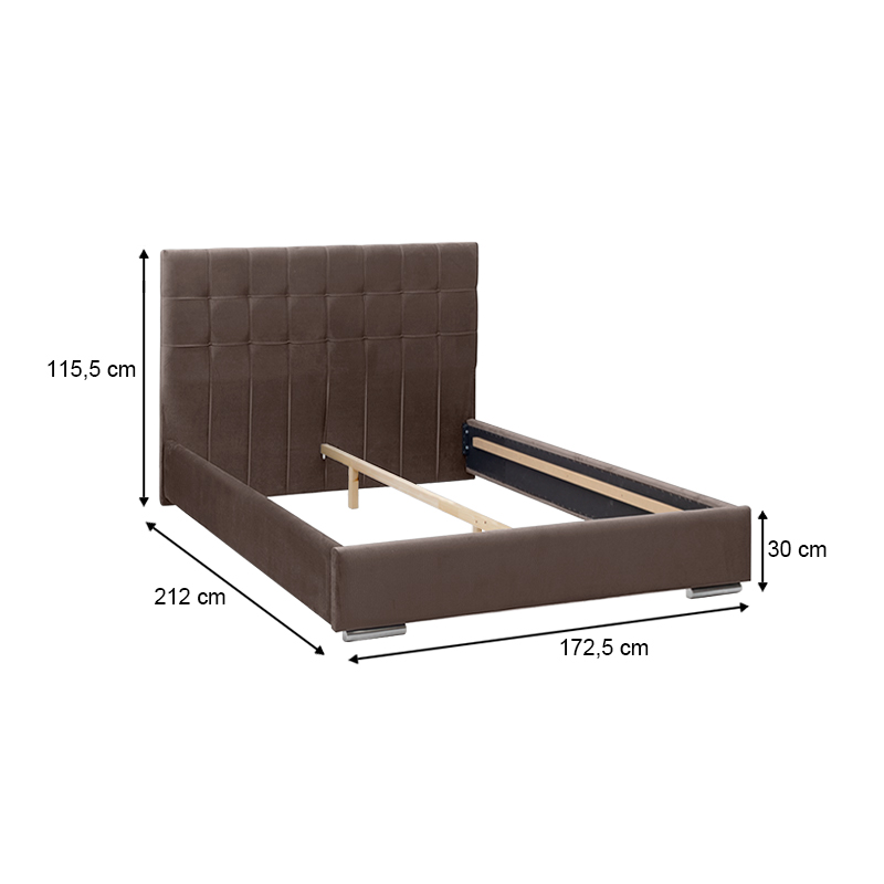 Fabrizio Megapap fabric bed in brown color 160x200cm.