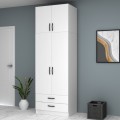 Ricardo Megapap two doors melamine wardrobe with cabinet in white color 80x51,8x240cm.