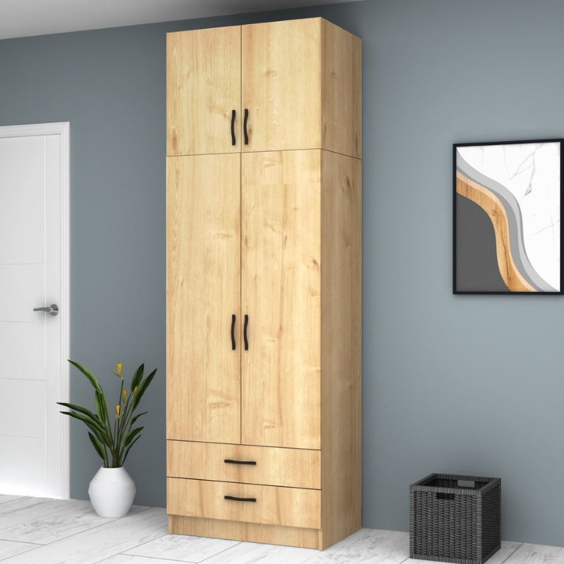 Ricardo Megapap two doors melamine wardrobe with cabinet in oak color 80x51,8x240cm.
