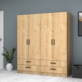 Ricardo Megapap four doors melamine wardrobe in oak color 160x51,8x181cm.