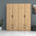 Ricardo Megapap four doors melamine wardrobe in oak color 160x51,8x181cm.