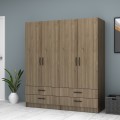Ricardo Megapap four doors melamine wardrobe in walnut color 160x51,8x181cm.