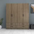 Ricardo Megapap four doors melamine wardrobe in walnut color 160x51,8x181cm.