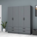 Ricardo Megapap four doors melamine wardrobe in anthracite color 160x51,8x181cm.