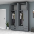 Ricardo Megapap four doors melamine wardrobe with cabinet in anthracite color 160x51,8x240cm.