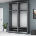 Ricardo Megapap four doors melamine wardrobe with cabinet in anthracite color 160x51,8x240cm.