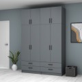 Ricardo Megapap four doors melamine wardrobe with cabinet in anthracite color 160x51,8x240cm.