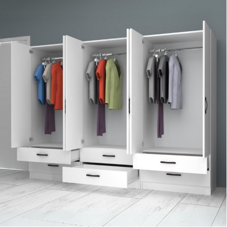Ricardo Megapap six doors melamine wardrobe in white color 240x51,8x181cm.