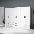 Ricardo Megapap six doors melamine wardrobe in white color 240x51,8x181cm.