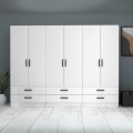 Ricardo Megapap six doors melamine wardrobe in white color 240x51,8x181cm.