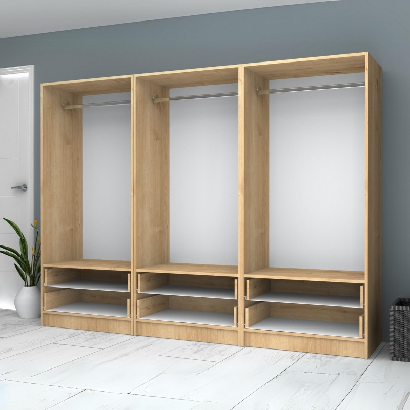 Ricardo Megapap six doors melamine wardrobe in oak color 240x51,8x181cm.