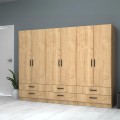 Ricardo Megapap six doors melamine wardrobe in oak color 240x51,8x181cm.