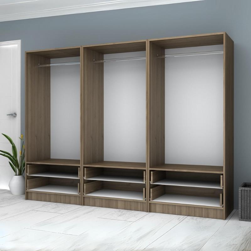 Ricardo Megapap six doors melamine wardrobe in walnut color 240x51,8x181cm.