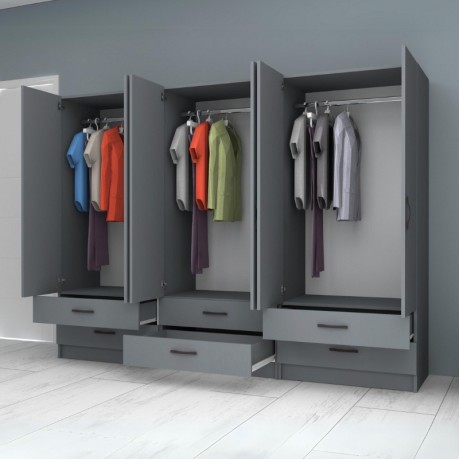 Ricardo Megapap six doors melamine wardrobe in anthracite color 240x51,8x181cm.