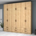 Ricardo Megapap six doors melamine wardrobe with cabinet in oak color 240x51,8x240cm.