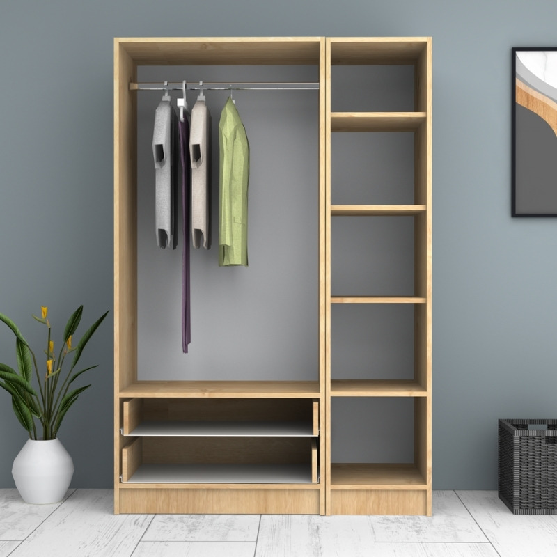Ricardo Megapap three doors melamine wardrobe in oak color 120x51,8x181cm.
