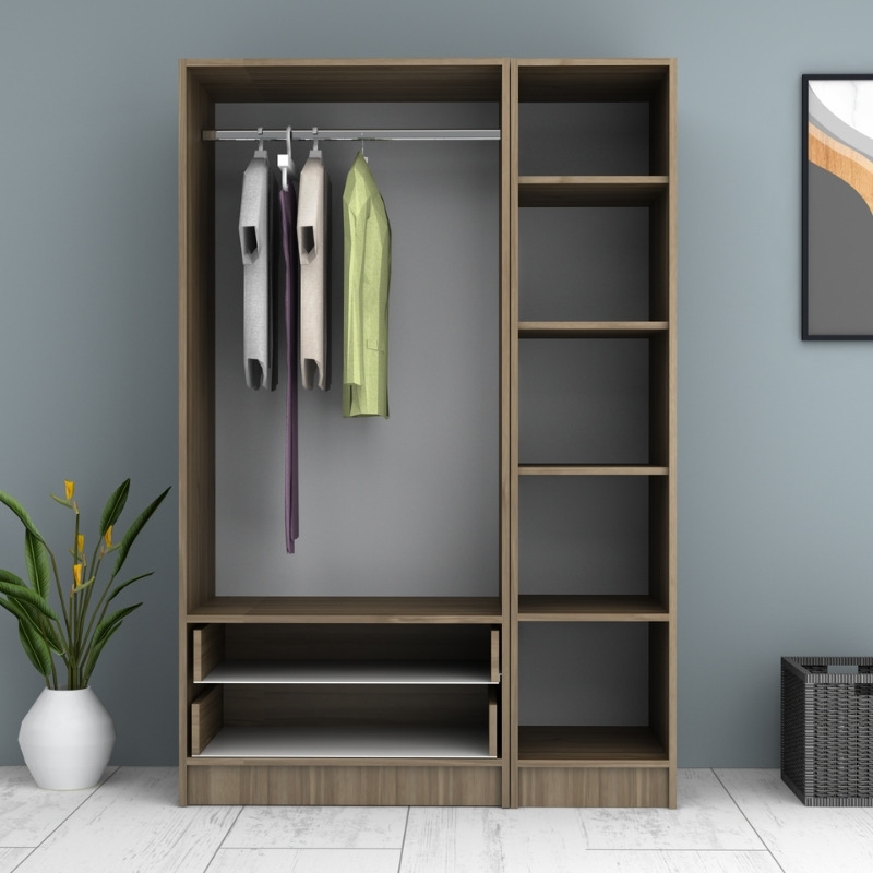 Ricardo Megapap three doors melamine wardrobe in walnut color 120x51,8x181cm.