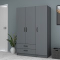 Ricardo Megapap three doors melamine wardrobe in anthracite color 120x51,8x181cm.