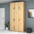 Ricardo Megapap three doors melamine wardrobe with cabinet in oak color 120x51,8x240cm.