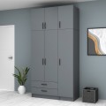 Ricardo Megapap three doors melamine wardrobe with cabinet in anthracite color 120x51,8x240cm.
