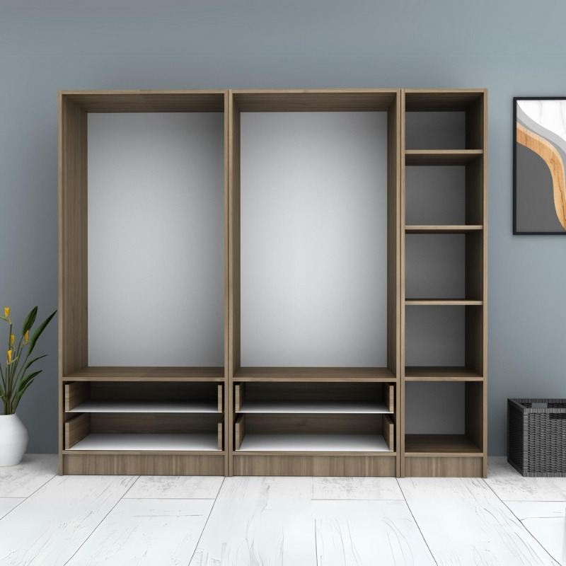 Ricardo Megapap five doors melamine wardrobe in walnut color 200x51,8x181cm.
