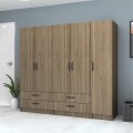 Ricardo Megapap five doors melamine wardrobe in walnut color 200x51,8x181cm.