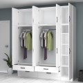 Ricardo Megapap five doors melamine wardrobe with cabinet in white color 200x51,8x240cm.