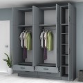 Ricardo Megapap five doors melamine wardrobe with cabinet in anthracite color 200x51,8x240cm.