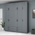 Ricardo Megapap five doors melamine wardrobe with cabinet in anthracite color 200x51,8x240cm.