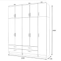 Ricardo Megapap five doors melamine wardrobe with cabinet in anthracite color 200x51,8x240cm.