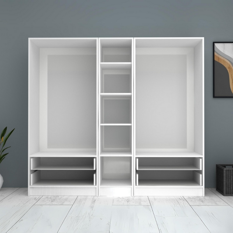 Ricardo Megapap five doors melamine wardrobe in white color 200x51,8x181cm.