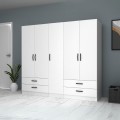 Ricardo Megapap five doors melamine wardrobe in white color 200x51,8x181cm.