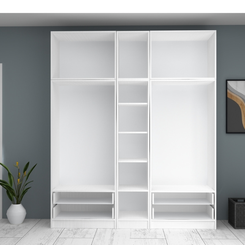 Ricardo Megapap five doors melamine wardrobe with cabinet in white color 200x51,8x240cm.