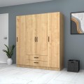 Ricardo Megapap four doors melamine wardrobe in oak color 160x51,8x181cm.