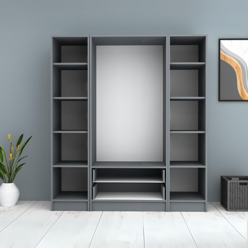 Ricardo Megapap four doors melamine wardrobe in anthracite color 160x51,8x181cm.