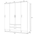 Ricardo Megapap four doors melamine wardrobe in anthracite color 160x51,8x181cm.