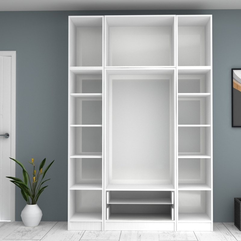 Ricardo Megapap four doors melamine wardrobe with cabinet in white color 160x51,8x240cm.