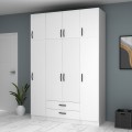 Ricardo Megapap four doors melamine wardrobe with cabinet in white color 160x51,8x240cm.