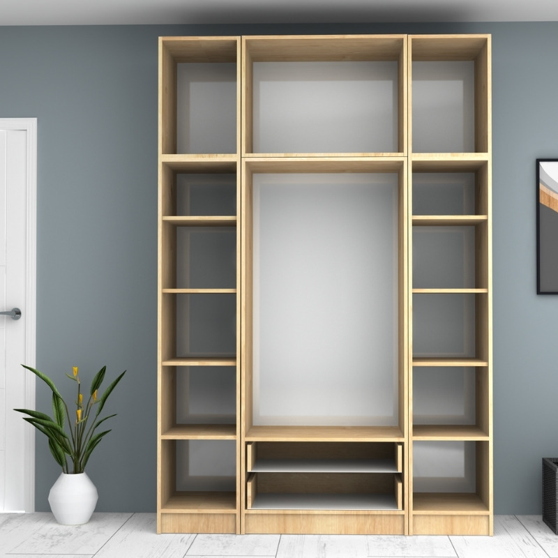 Ricardo Megapap four doors melamine wardrobe with cabinet in oak color 160x51,8x240cm.