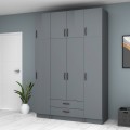 Ricardo Megapap four doors melamine wardrobe with cabinet in anthracite color 160x51,8x240cm.