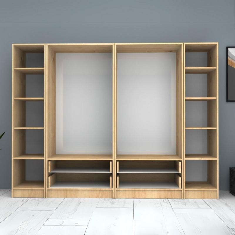Ricardo Megapap six doors melamine wardrobe in oak color 240x51,8x181cm.