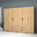 Ricardo Megapap six doors melamine wardrobe in oak color 240x51,8x181cm.