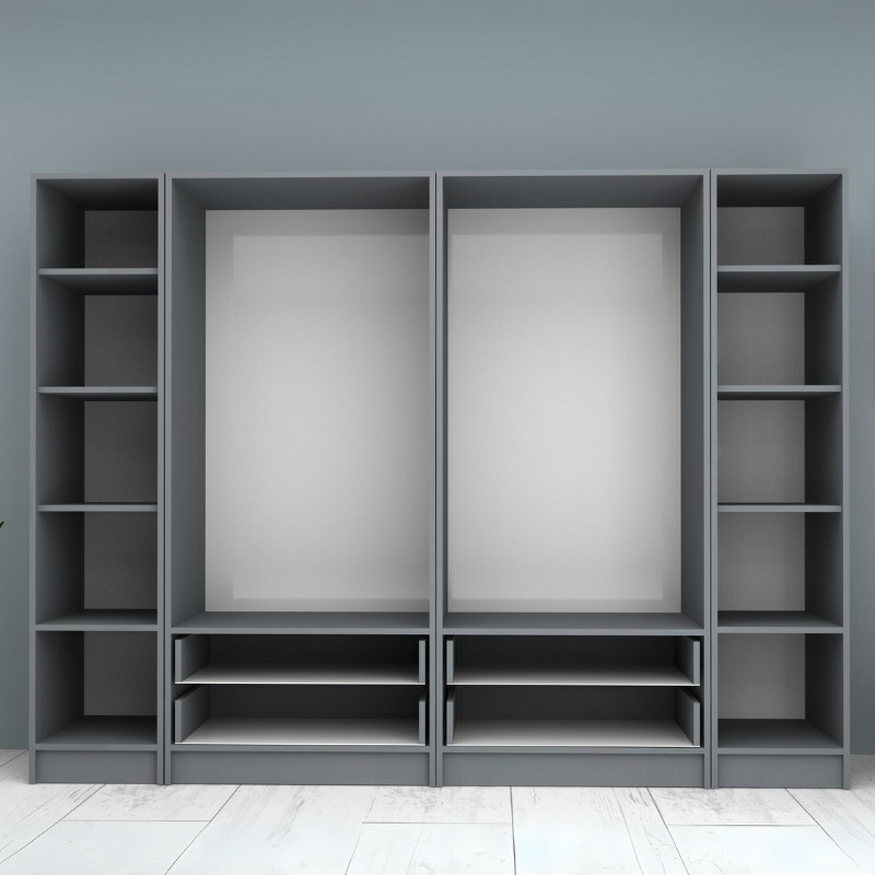 Ricardo Megapap six doors melamine wardrobe in anthracite color 240x51,8x181cm.