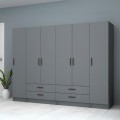 Ricardo Megapap six doors melamine wardrobe in anthracite color 240x51,8x181cm.