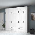 Ricardo Megapap six doors melamine wardrobe with cabinet  in white color 240x51,8x240cm.